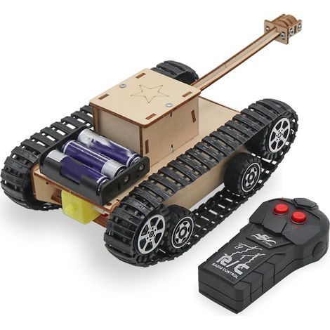 Kit de montage voiture en bois électrique 2 voies, char de simulation technologique avec télécommande