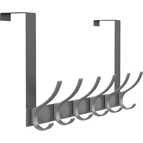 Crochet de porte, accroche-porte robuste avec 12 crochets pour salle de bain, chambre à coucher, serviettes suspendues, manteaux (gris). (1/5)