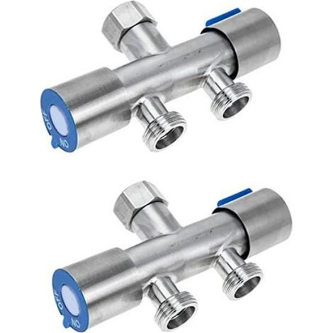 Dérivation De Robinet - Adaptateur Tuyau Extérieur En Acier Inoxydable - Pour Raccordement Eau Jardin Arrosage - 2 Pièces (1/4)
