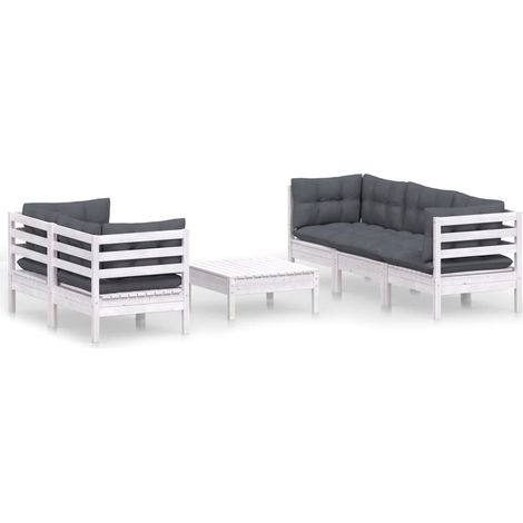 Maison Exclusive - Set Divani da Giardino 6 pz con Cuscini Antracite Legno di Pino (1/5)