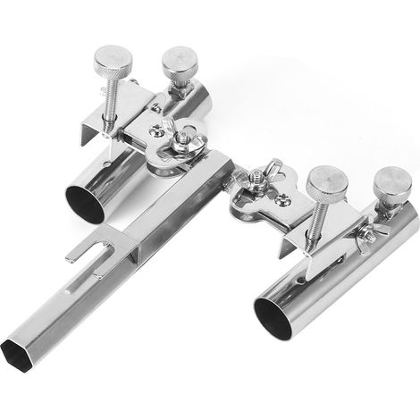 Support de canne à pêche double en acier inoxydable anti-rotationnel, outil de fixation à réglage fin et continu (1/5)