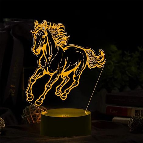 3D Illusion Horse Lamp, 7 Colors Touch LED Night Light, Girl Gift (1/5)