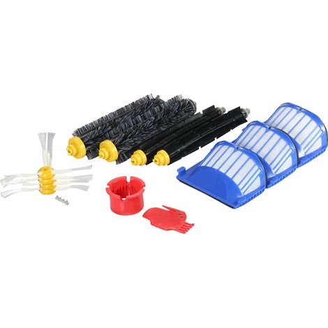 Kit de 13 piezas de repuesto para iRobot Roomba 600, 690–694, 650–651, 664, 615, 601, 630: 2 cepillos, 2 mangueras flexibles, 4 cepillos laterales, 3 filtros, 2 herramientas de limpieza. (1/5)