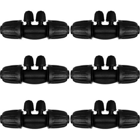 pair 6 Pièces 4-Voies Raccord de Tuyau D'Irrigation pour Tube 13/16 mm à 4/7 mm, Connecteur de Tuyau en T Barbelé, Connecteur D'Irrigation Goutte à Goutte à 4-Voies pour Jardin, Pelouse