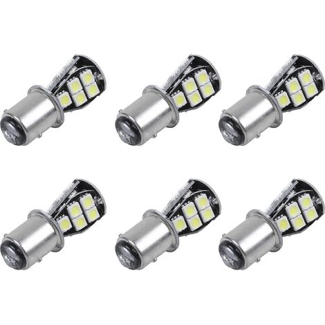 6 ampoules LED SMD 5050 P21W BAY15D 18, feu stop, blanc (6 x 1157 P21W) (1/5)