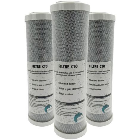 Set di 3 cartucce di carbone attivo + sedimenti da 5 micron per portafiltro da 10 pollici