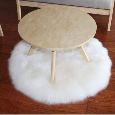Nordique en peluche rond tapis lavable Simple ordinateur chaise Imitation tapis de sol chambre chevet canapé couverture 4040cm blanc MNS (1/3)