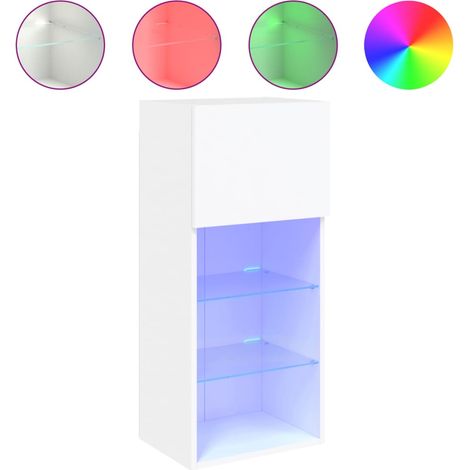 Mobile TV  Armadietto TV  Mobile Porta TV con Luci LED Bianco 40,5x30x90 cm (1/5)
