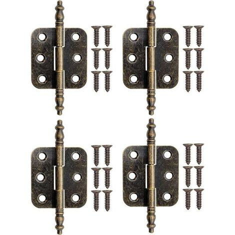 4 Pièces Charnières Pliant pour Armoire en Bronze Charnières en Fer pour Tiroir Boîtes 70x35mm avec Vis (1/4)