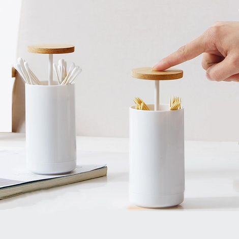 Caja para guardar bastoncillos de algodón - Con tapa - Para baño, tocador, dormitorio, oficina (1/5)