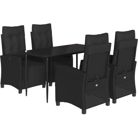 Maison Exclusive - 5-tlg. Garten-Essgruppe mit Kissen Schwarz Pol
