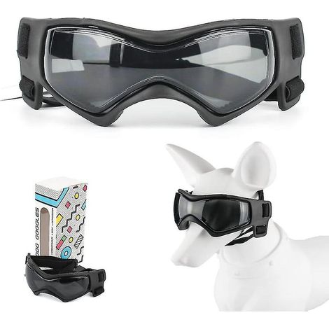 Lunettes de protection pour chien faciles à porter, lunettes de soleil pour petits chiens, protection UV réglable, lunettes imperméables et coupe-vent pour chiots de petite à moyenne taille (noir) (1/4)