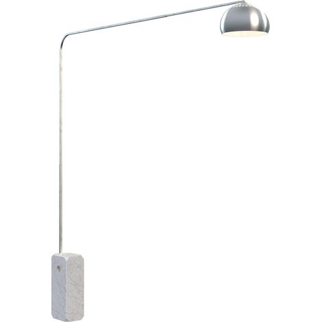 Piantana Contemporanea Corner Marmo Bianco Metallo Cromo 1 Luce E27