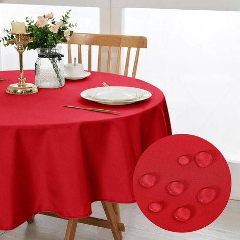 Nappe ronde 180cm Rouge, lavable, antitache, Polyester
