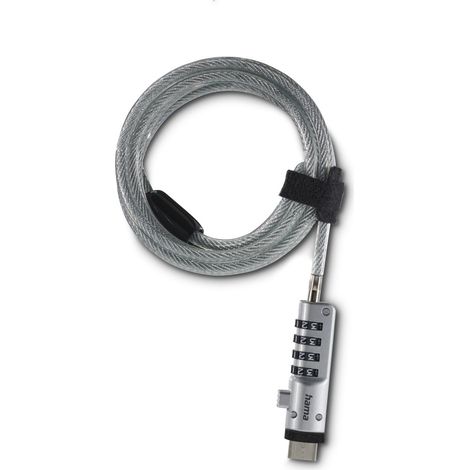 ANTIVOL POUR PC PORTABLE ''USB'', CADENAS À COMBINAISON À 4 CHIFFRES, ACIER C HAMA (1/5)