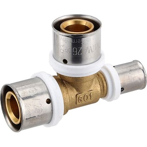 Pressfitting-T-Stück - reduziert - 26 x 3,0 - 26 x 3,0 - 16 x 2,0 mm für MV-Rohr