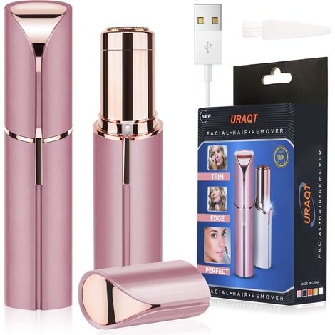 Epilateur Visage, Femme Stylo Rasoir Electrique, Tondeuse Femme Sourcil sans Fil Rechargeable pour Lèvres Bikini Bras avec LED,Rose (1/5)