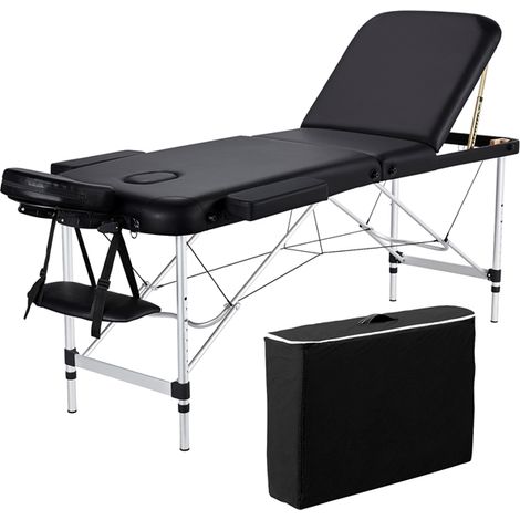 Yaheetech Table de Massage Pliante Professionnelle 3 Section 60 x 213 cm avec Cadre en Aluminium Lit de Massage Portable à Hauteur Réglable Repose-tête Ergonomique pour Le Massage Spa Tatouage