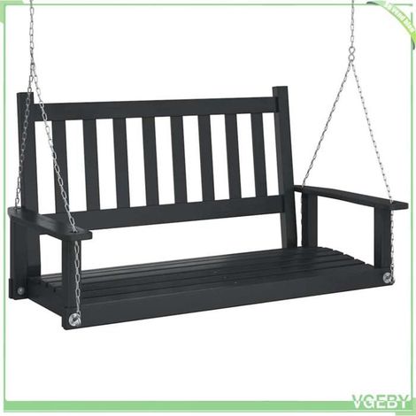 Banc de balançoire de jardin - FAFEICY - 4008978 - Bois massif sapin - Chaînes métal réglables - Noir (1/5)