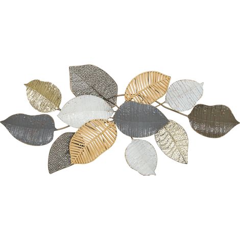 HOMCOM Modern Wall Art with Leaf Design, Metal Hanging Decoration (1/5)