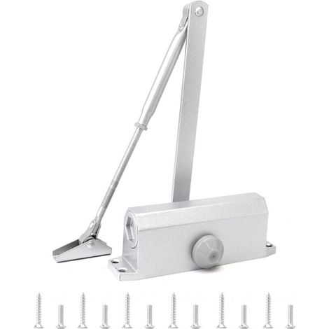 Chiudiporta automatico a molla con funzione di bloccaggio, per porte interne ed esterne, 40-60 kg, argento. (1/3)