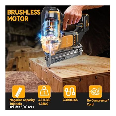 Cordless Brad Nailer for 20V Max Battery Stapler 18GA Battery Stapler 2 in 1 Electric Stapler for Woodworking (1/4)