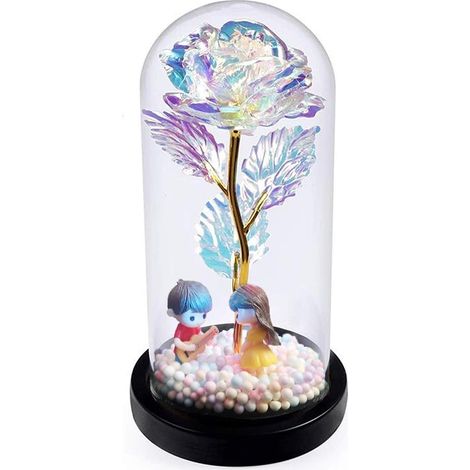 MINKUROW La Bella E La Bestia Rosa, Rosa Incantata Con Luci Led Nella Cupola Di Vetro Regalo Per San Valentino Festa Della Mamma Compleanno Figlia (1/5)