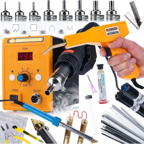 Stazione Saldante Hot-Air 858D – Set Completo con Zszywacz, Spoiwa, Dysze, Flex, Siatki  700W, 100–500°C  Per Riparazioni Professionali (1/5)