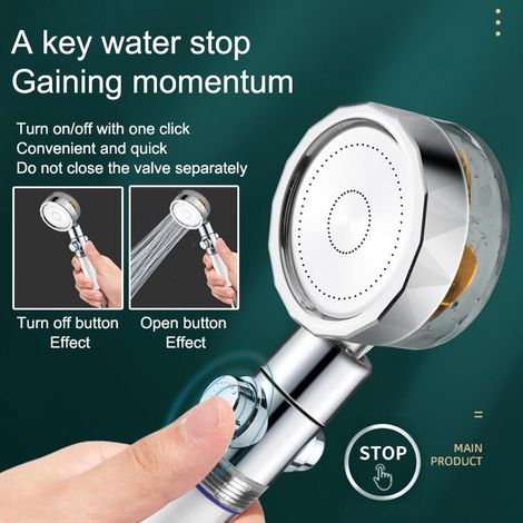 Pommeau de douche turbo bleu avec ventilateur à hélice pressurisé (1/2)