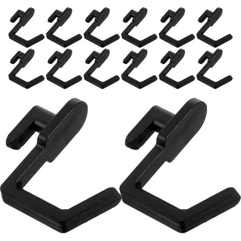 30 Piezas Gancho para Tablero Perforado J Negro de Plástico, DIY (1/5)