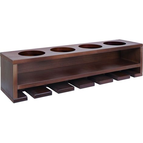 Casiers à vin HWC-P21, porte-verres/bouteilles Bar mural Casier pour 4 bouteilles/6 verres Bois Certifié MVG 12x48x12cm-