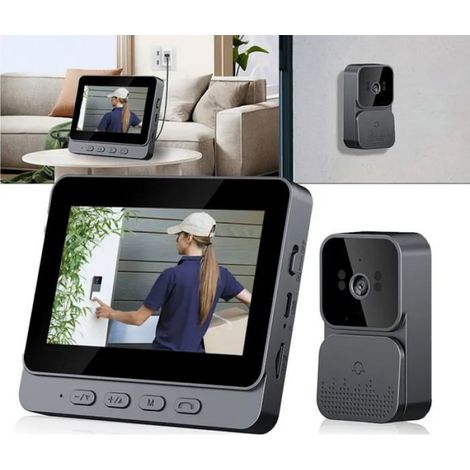 Sonnette vidéo sans fil 1080p - Visiophone 4,3'' IPS, sans Wi‑Fi, batterie, vision nocturne (1/4)