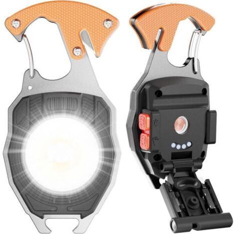 Mini lampe porteclés COB 7 modes, rechargeable, base magnétique, idéale pêche, vélo, randonnée, ultra pratique (1/5)