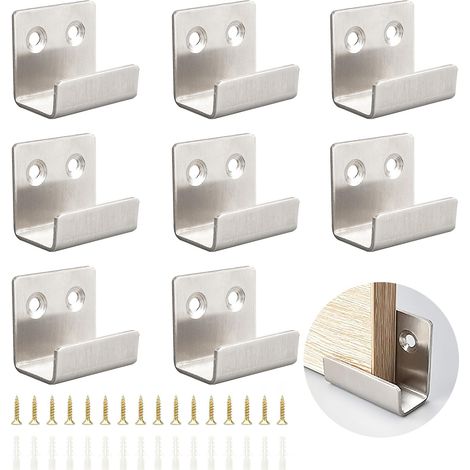 8 Pièces Crochets Robustes Carreaux de Acier Inoxydable, Crochet Mural Robuste avec vis et Tube d'Expansion, Pour Salles de Bains, Cuisines et Garages(Argent, Largeur Intérieure 20mm) (1/5)
