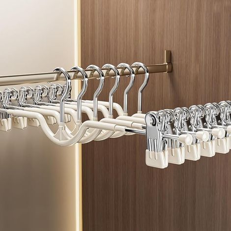 Set of Trouser Hangers with Adjustable Clips, Clip Hanger, Trouser Hanger for Skirts, Jeans and Clothes, Swivel Hook (1/5)