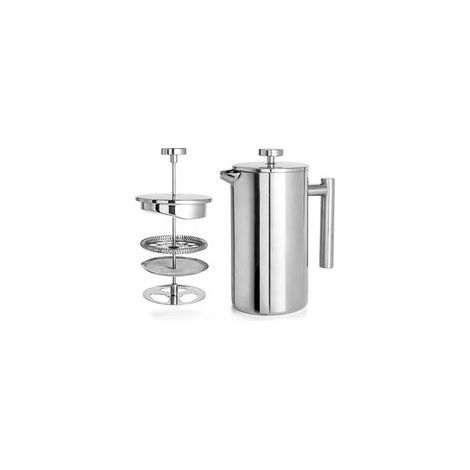 1 French-Press-Kaffeebereiter, doppelwandig, Edelstahl 304, 3-stufiger Filter, Wärmeisolierung, 1 Liter, für Zuhause und Büro (1/5)
