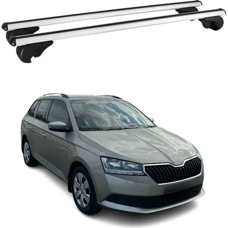 OMAC Aluminium Dachträger Querträger für Skoda Fabia III Kombi 2014-2021 – TÜV / DIN 75302:2019 – Abschließbar – Max. 75 kg – 2 Stangen Silber (1/5)
