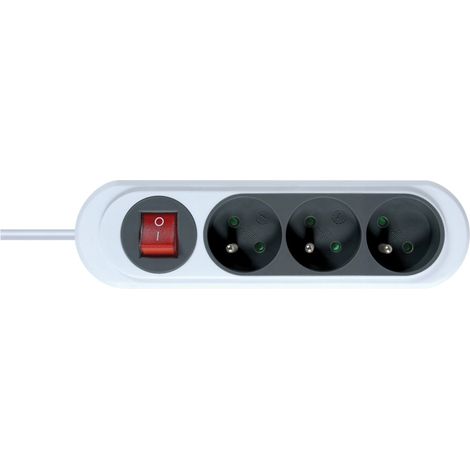 Rallonge électrique - Prolongateur électrique - Rallonge prise - Rallonge prise électrique - 3 Prises 2P+T 16A avec Interrupteur-Cordon 1 mètre, Gris Anthracite