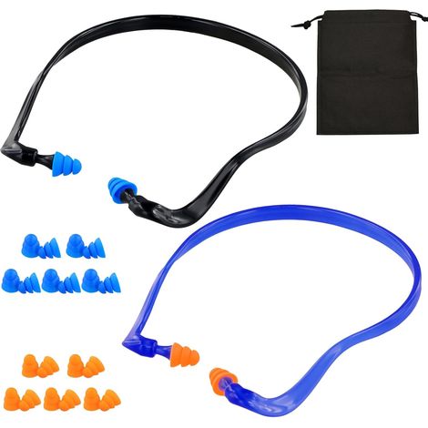 2 Pièces Bouchons D'Oreilles Montés Sur La Tête Et 10 Paires De Bouchons d'Oreilles Anti bruit De Remplacement 1 Oxford Sac De Rangement Bouchons D'Oreilles En Silicone Étanches pour Dormir (1/5)