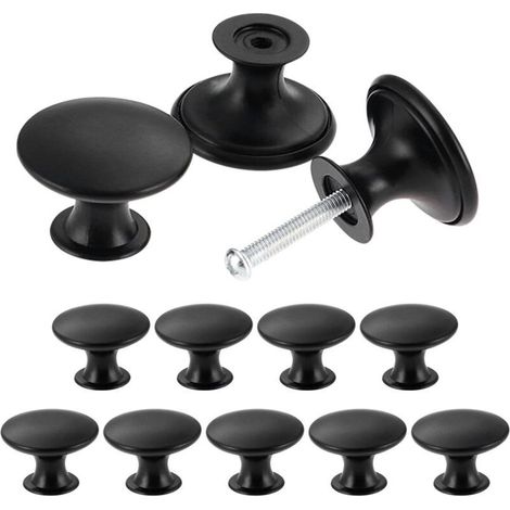 12 Pack Vintage Chic Cabinet Knobs, Antique Kitchen Cabinet Handles, 30mm Round, Black (1/5)