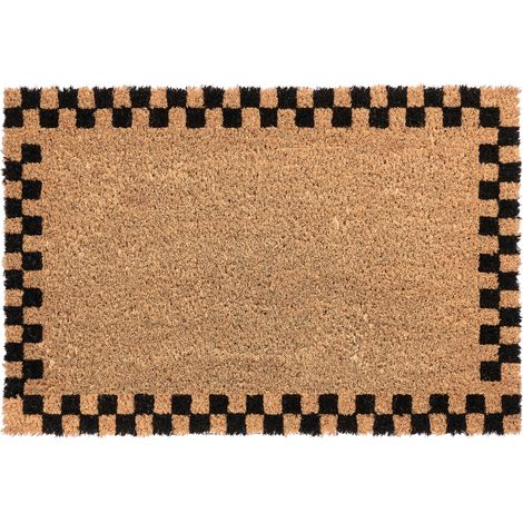 Felpudo de fibra de coco antideslizante 40 x 60 cm con base de PVC motivo liso beige/negro Sagada (1/5)