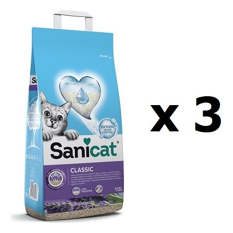 Sanicat Arena de lavande classique pour chats, 3 x 10 l