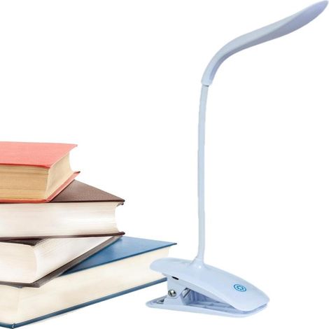 Lampe de bureau LED à pince, 3 niveaux de luminosité, idéale pour les études et les étudiants, chargeur inclus, double usage (1/5)
