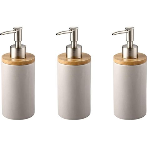 Ensemble de 3 distributeurs de savon en céramique, 400 ml, style-AquaForge (1/3)
