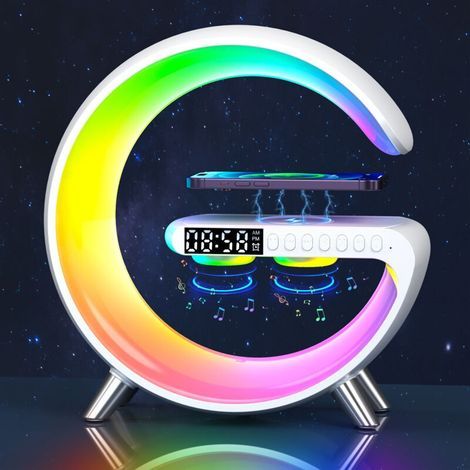 Wireless charging lamp - Smart mood lamp, Bluetooth speaker, wireless charger, LED night light - Musical lamp, alarm clock, touch control, table lamp ambiance (1/5)