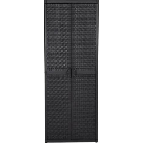 vidaXL Armadio da Giardino Nero 65x45x172 cm in Rattan PP