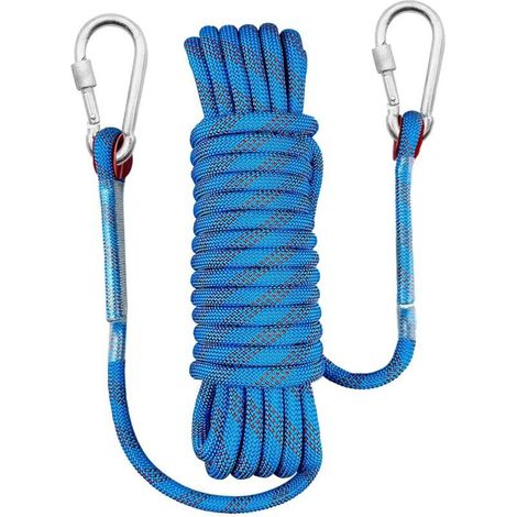 Corde Escalade, Corde Escalade 10m, Longe Escalade, Corde Nylon, 10mm Corde d'escalade, avec 2 Mousquetons Convient pour l'escalade Descente en Rappel Sport Sauvetage (1/4)