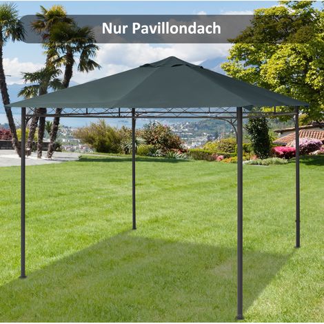 CHICFURN Telo di ricambio per gazebo 3x3 m in poliestere grigio scuro, protezione sole e pioggia (1/5)