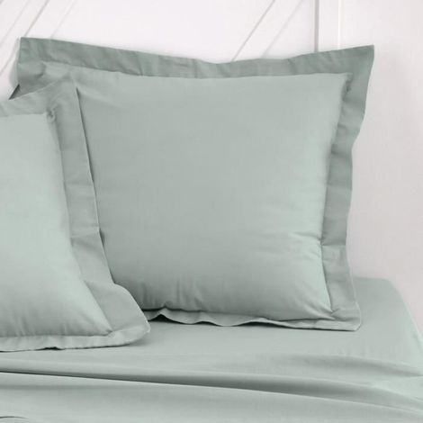 Taie D'Oreiller - 63 X 63 Cm + Volant 5 Cm - 100% Coton 57 Fils/Cm² - Certifiée Oeko-Tex® - Celadon - 1 Pièce (1/3)