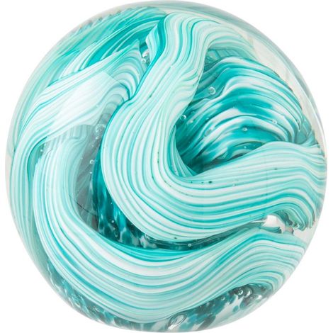 Presse-Papier Boule en Verre "Volute" 10cm Turquoise (1/2)